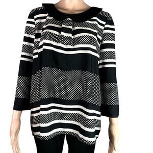 ModCloth Black & White Striped & Polka Dot Blouse